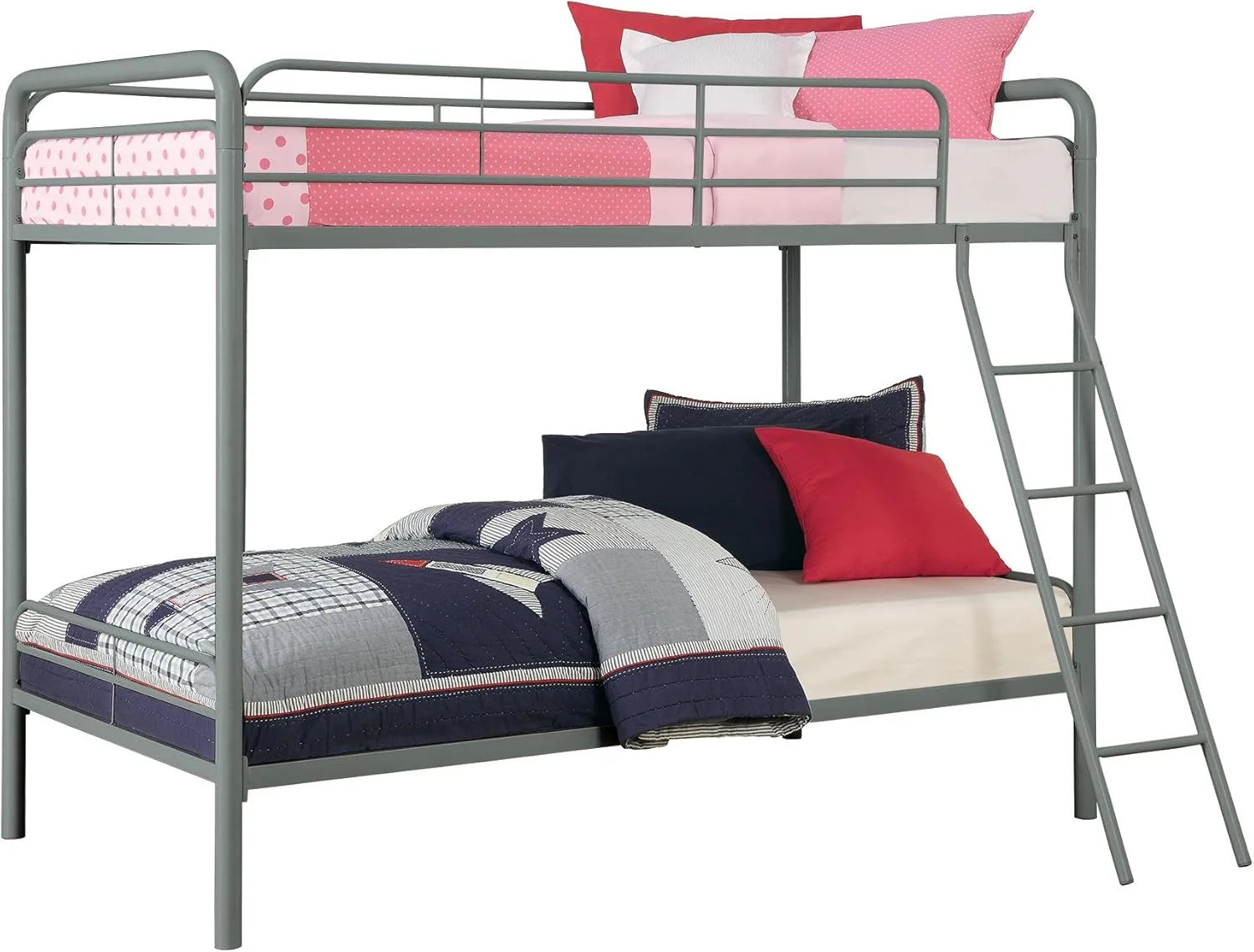 DHP Dusty Twin Over Full Metal Bunk Bed, Off White1 pcs