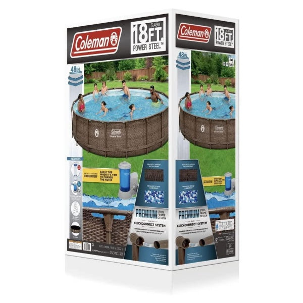 Coleman 18 x 48 Power Steel Frame Above-Ground Swimming Pool Set