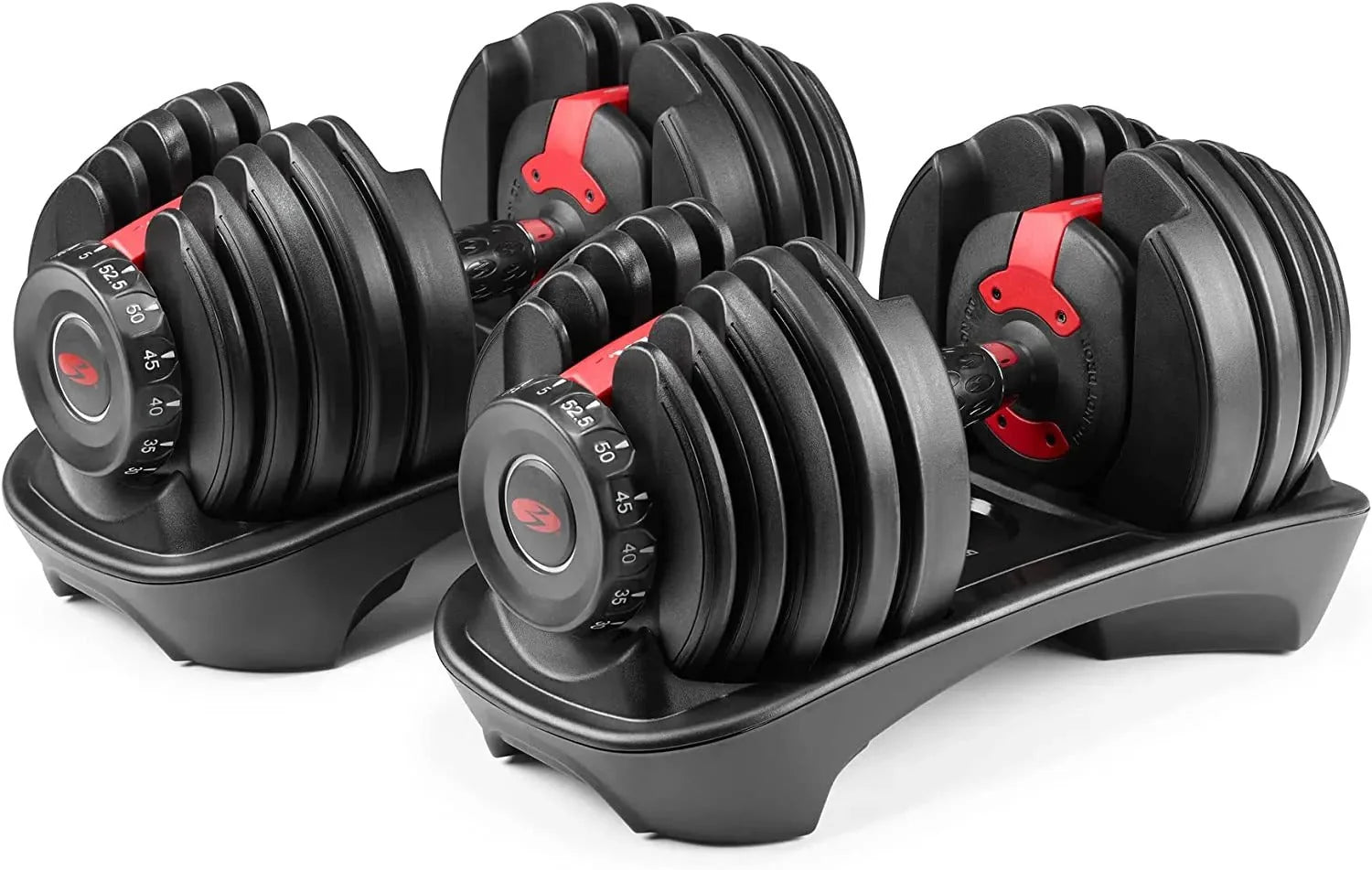 Bowflex SelectTech 552 Adjustable Dumbbells (pair), 2.3–23.8 kg, space-saving home fitness equipment