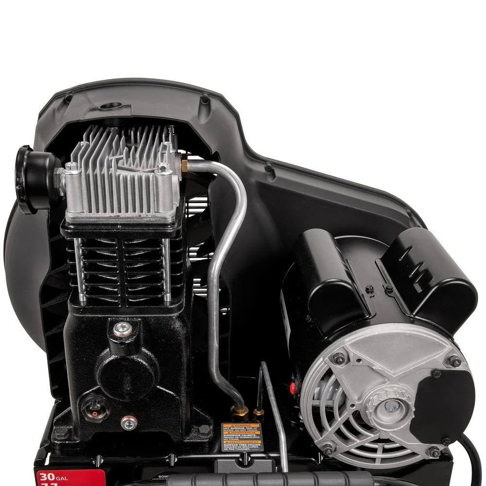 Husky 30-gallon compressor, 175 PSI, oil-lubricated belt drive, portable vertical electric air compressor C304H