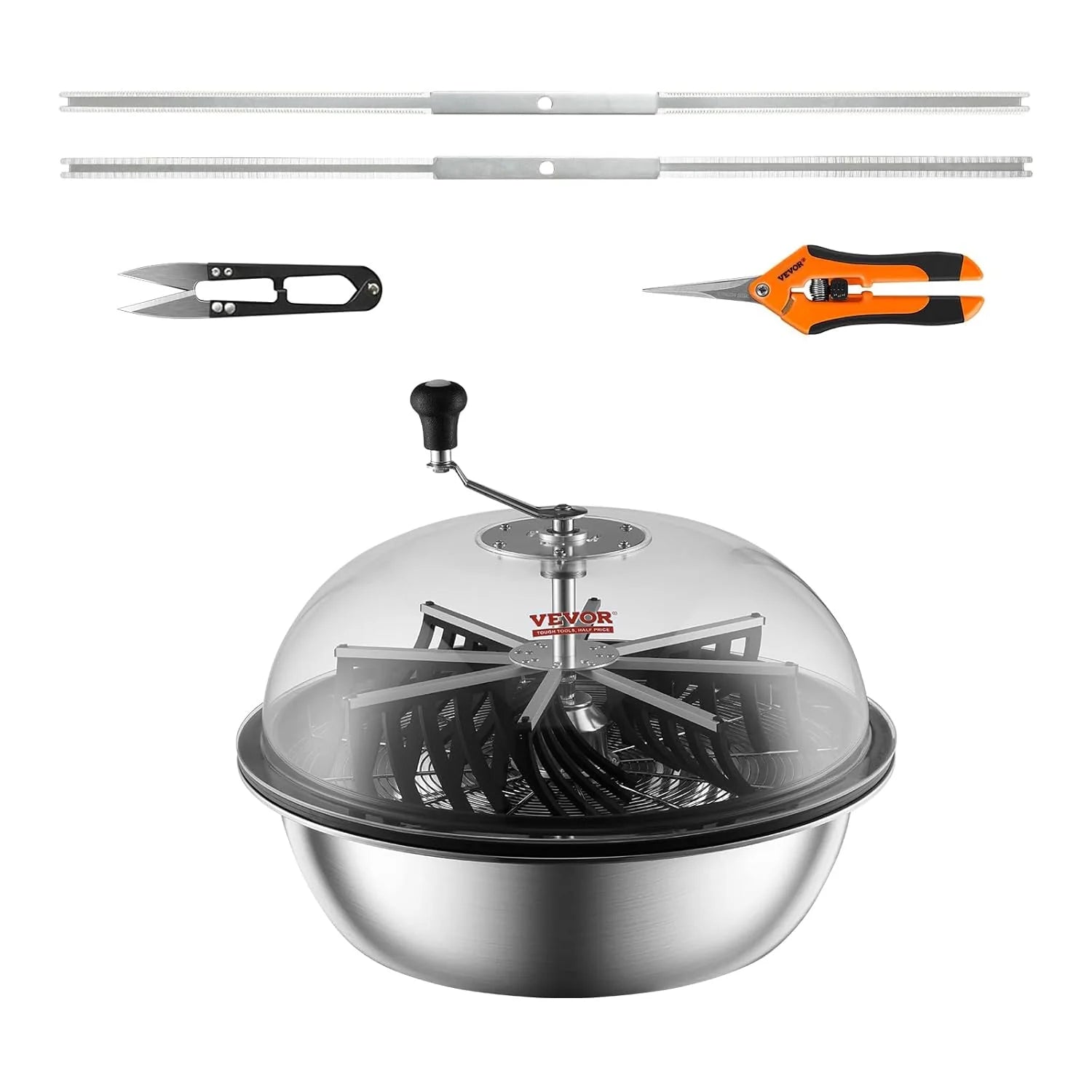Leaf trimmer, 16-inch trimming bowl, manual flower branch trimmer, equipped with stainless steel blades for rotary trimming, transparent observation cover, foldable herb drying rack and handheld trimmer are all included.1 pcs