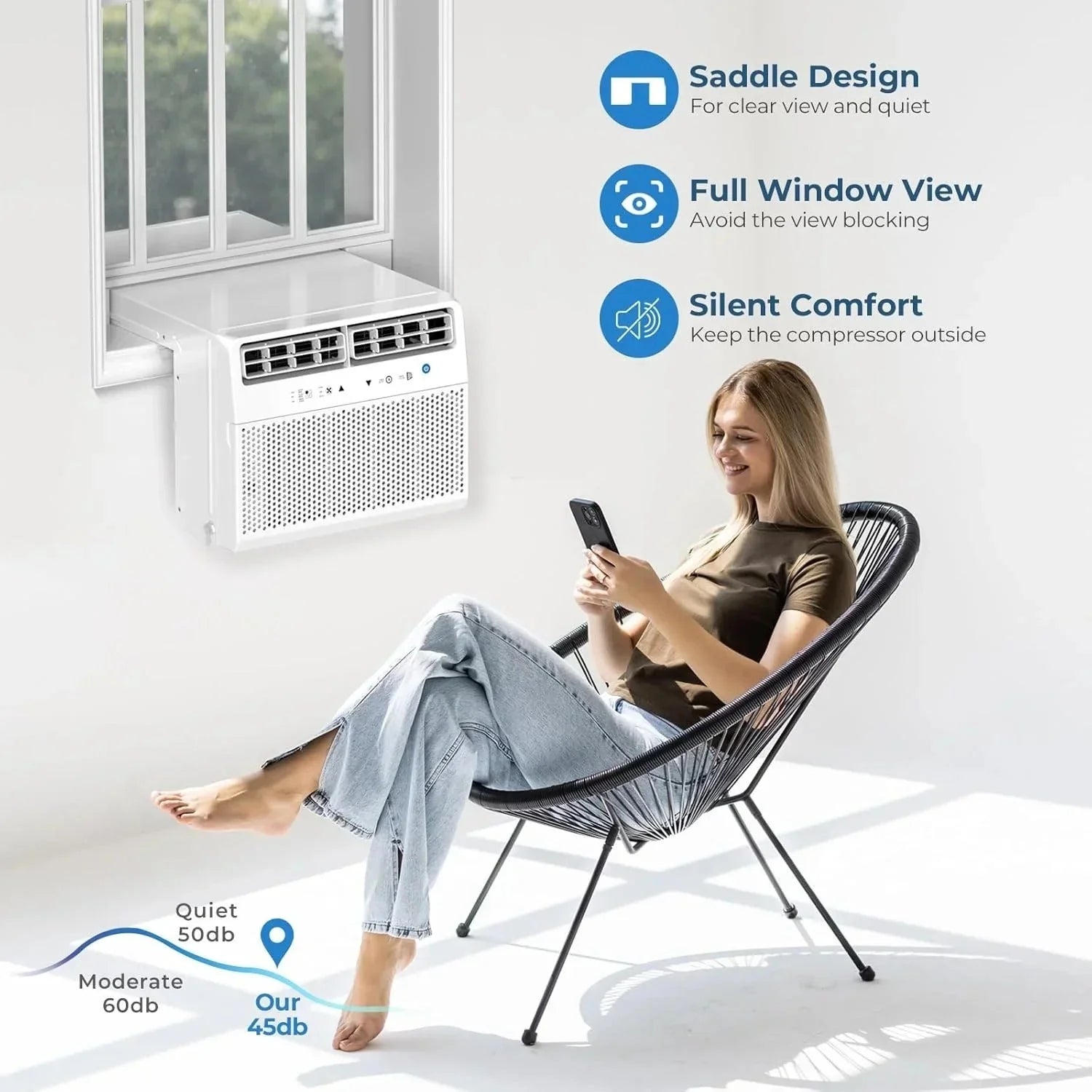 Antarctic Star U-shaped window air conditioner 12000 BTU Ultra-quiet window air conditioner Cools