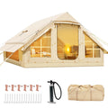 6 Person Inflatable Camping Tent with Pump, 10ft x7ft Glamping Family Tent Easy Setup 4 Season Waterproof Windproof Outdoor Blow Up Tent Luxury Oxford Cabin with Mesh Windows & Doors  sgtnighsdesigns