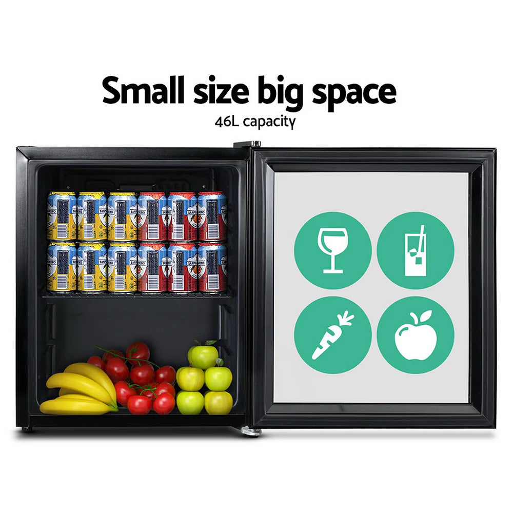 Double-Glazed 46L Bar Fridge w/ 5 Settings Devanti