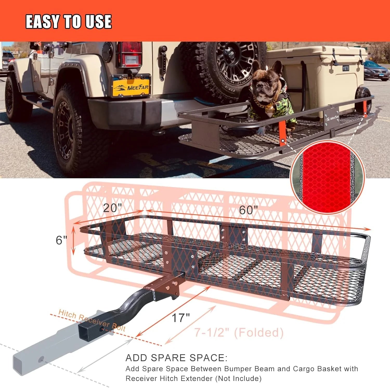 Roof Rack Carrier Basket Universal Rooftop 51" X 36" X 5" + Waterproof Bag 15 Cubic Feet (44" 34" 17"), and Cargo Net with Attachment Hooks, Ratchet Straps1 pcs