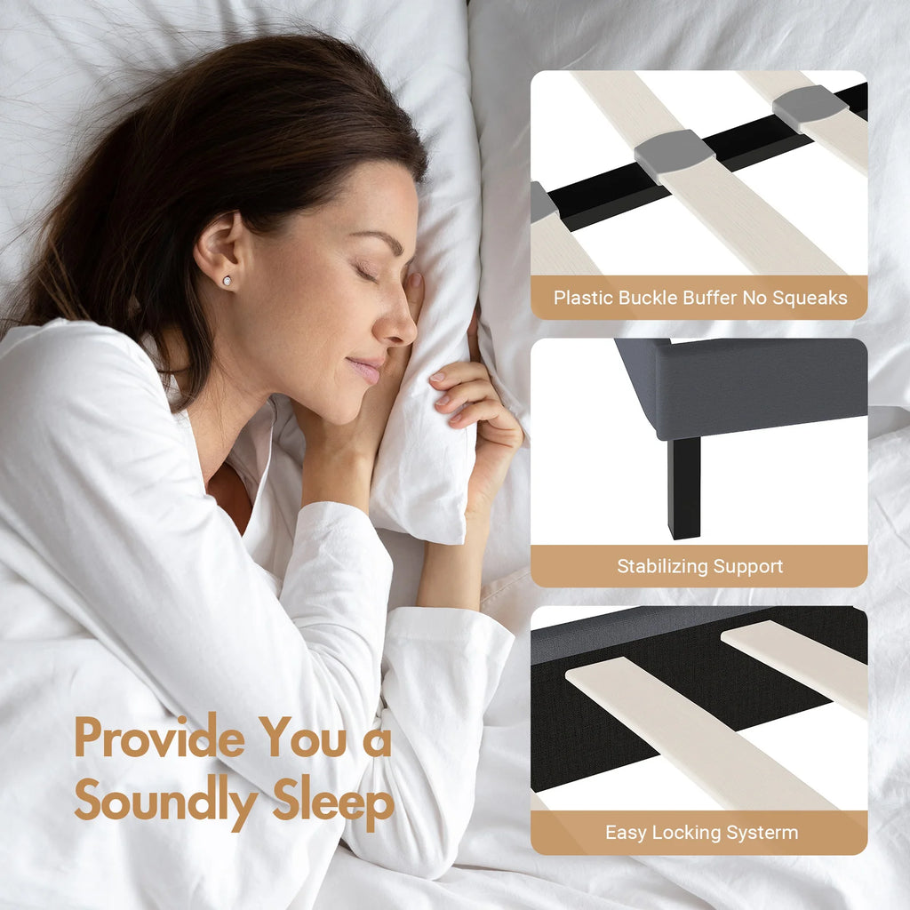 Bed Frame Double Size Mattress Base Upholstered