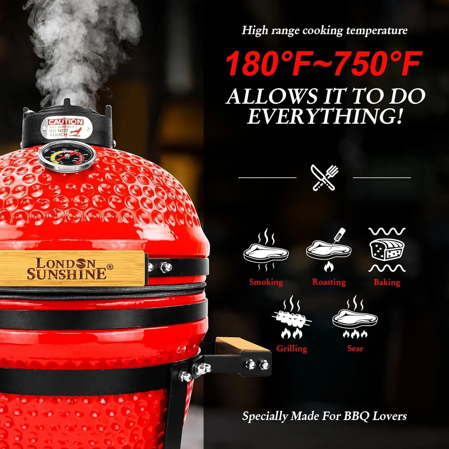 13-inch ceramic Kamodo charcoal barbecue grill - red1 pcs