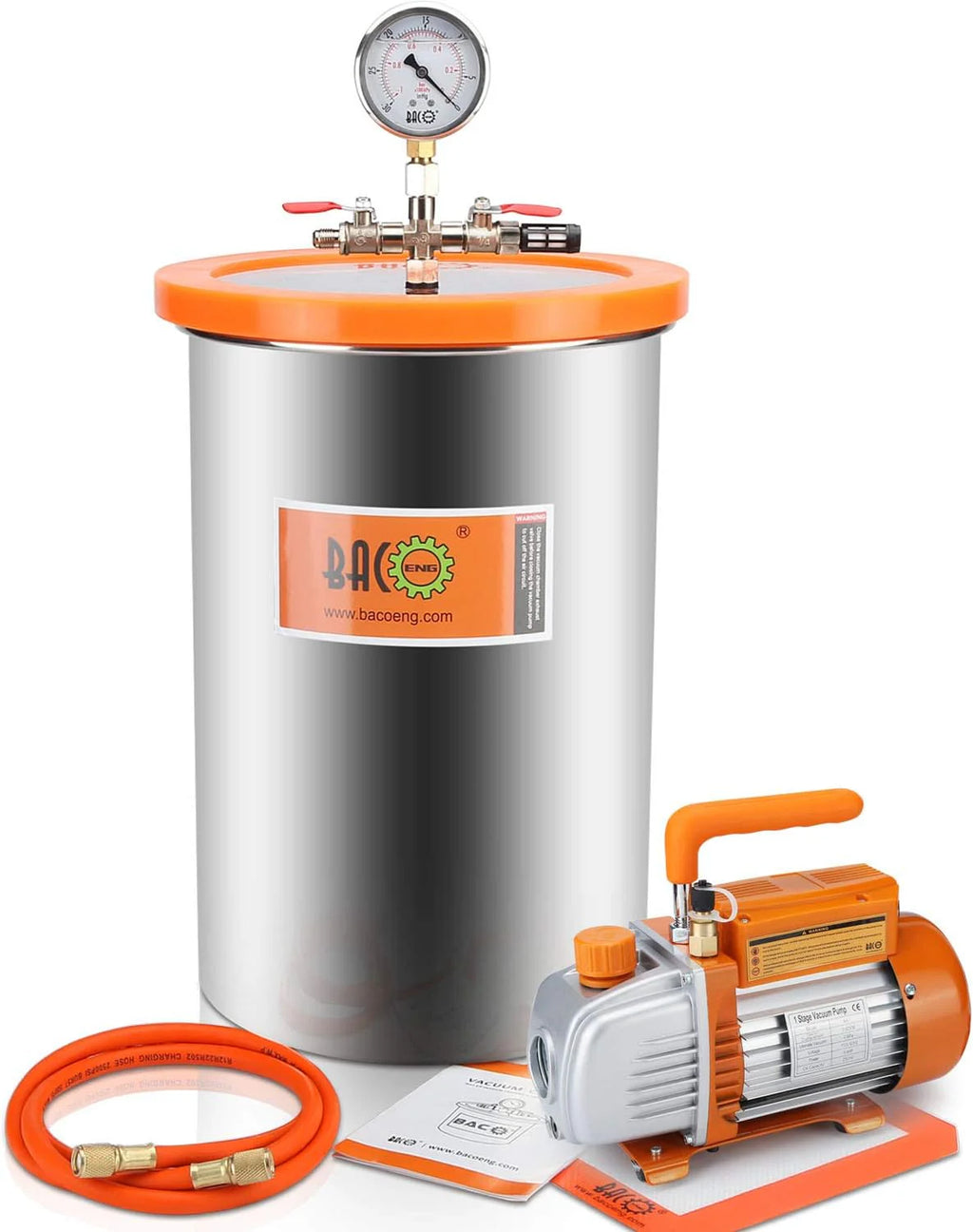Gallon Vacuum Chamber Kit with 3.6 CFM 1 Stage Vacuum Pump HVAC1 pcs