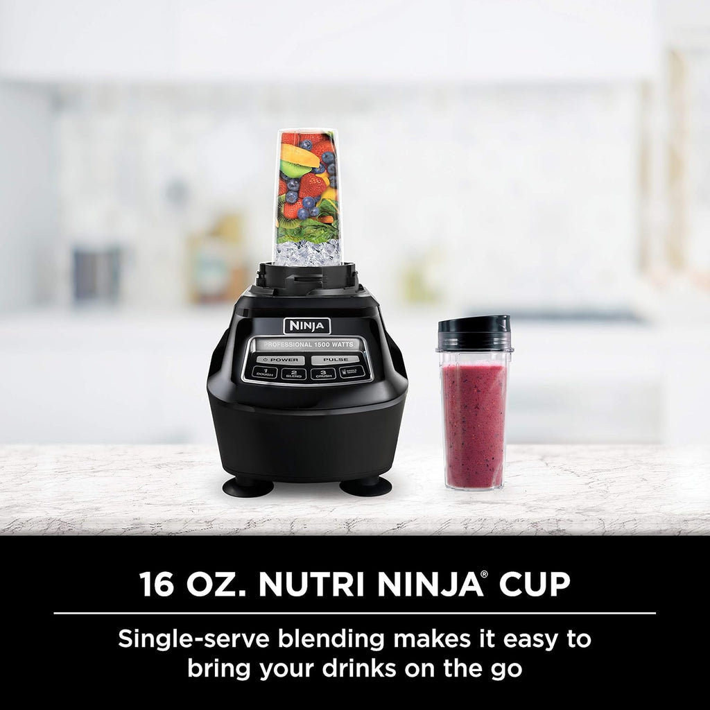 Ninja BL770 Mega Kitchen System, 1500W Blender &amp; Processor, 72oz Pitcher, 64oz Bowl, 16oz To Go Cups, Black