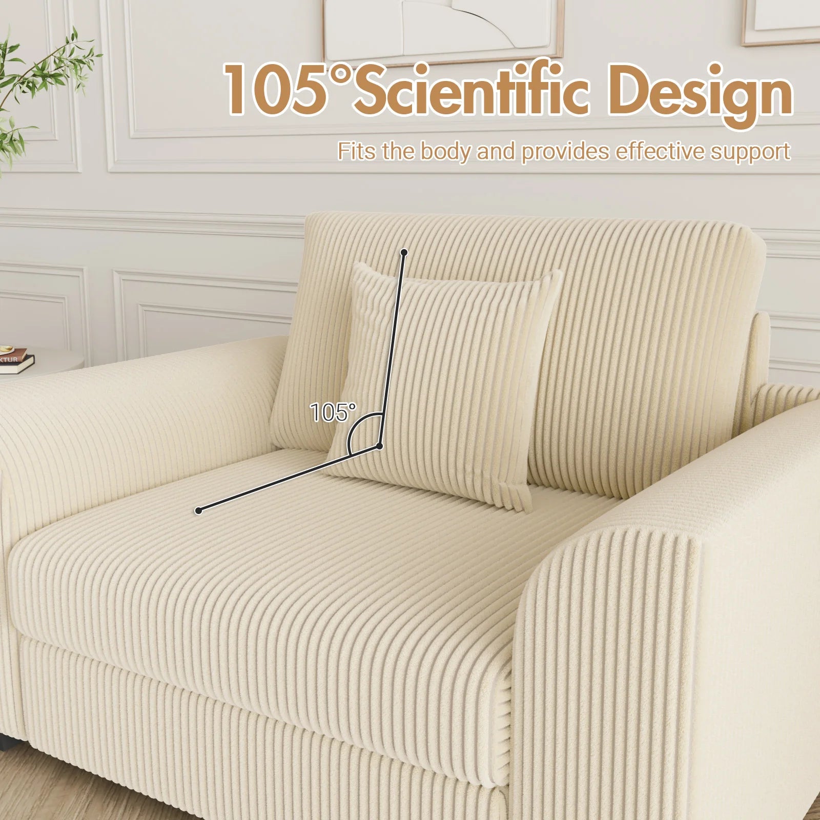 1 Seater Sofa Corduroy Armchair Couch(Pre-order)