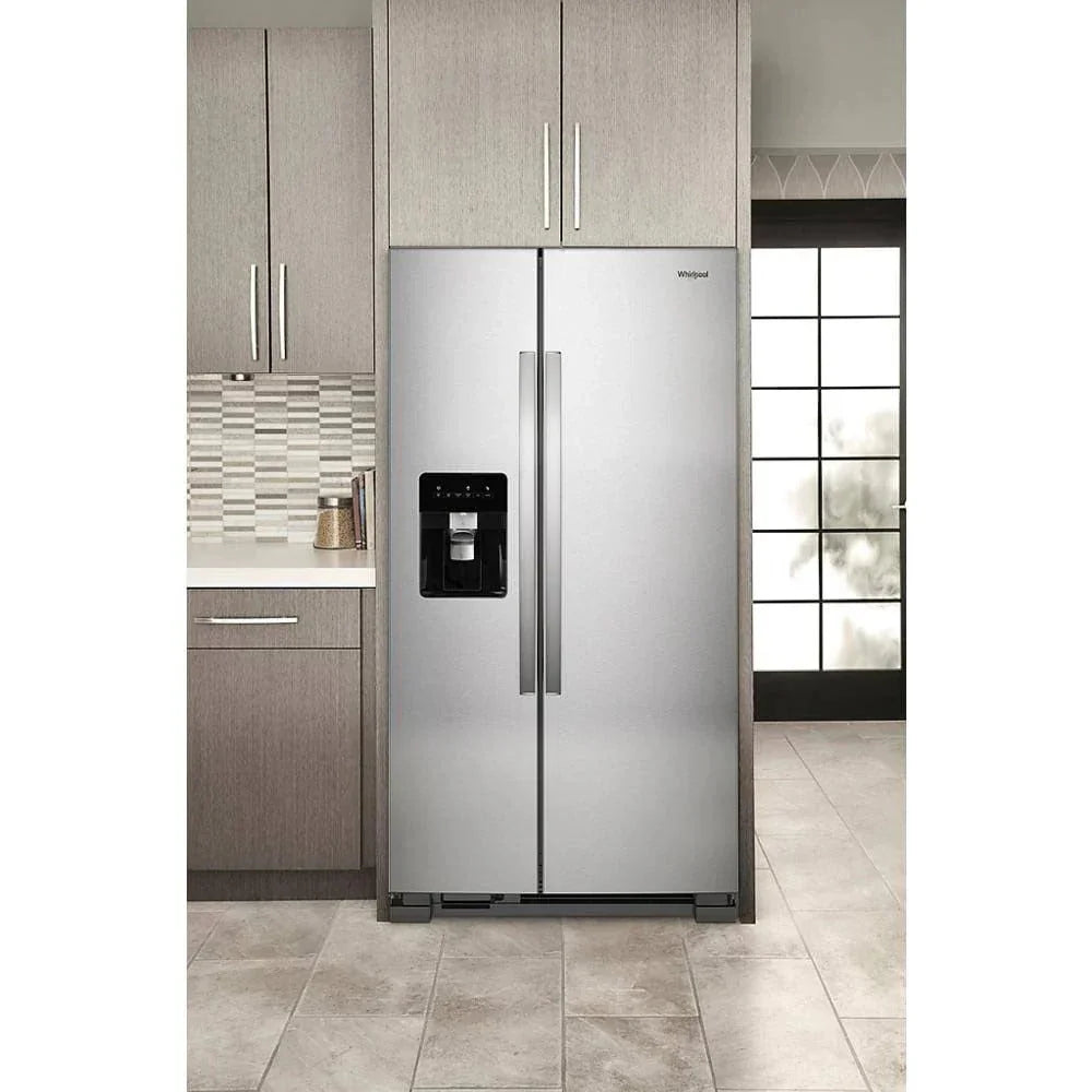 36-inch wide side-by-side refrigerator – 24 cubic feet stainless steel