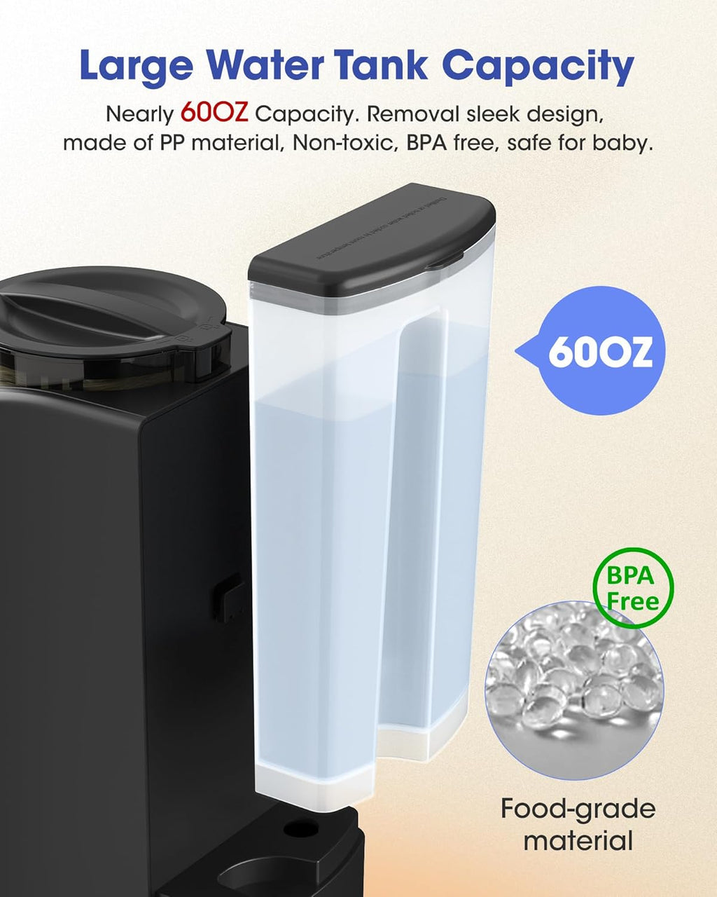 Fast and Customizable Formula Dispenser Machine with Accurate Temperature Control for Baby, Automatic Powder Blending for All Brands of Bottle and Formula, Black/White