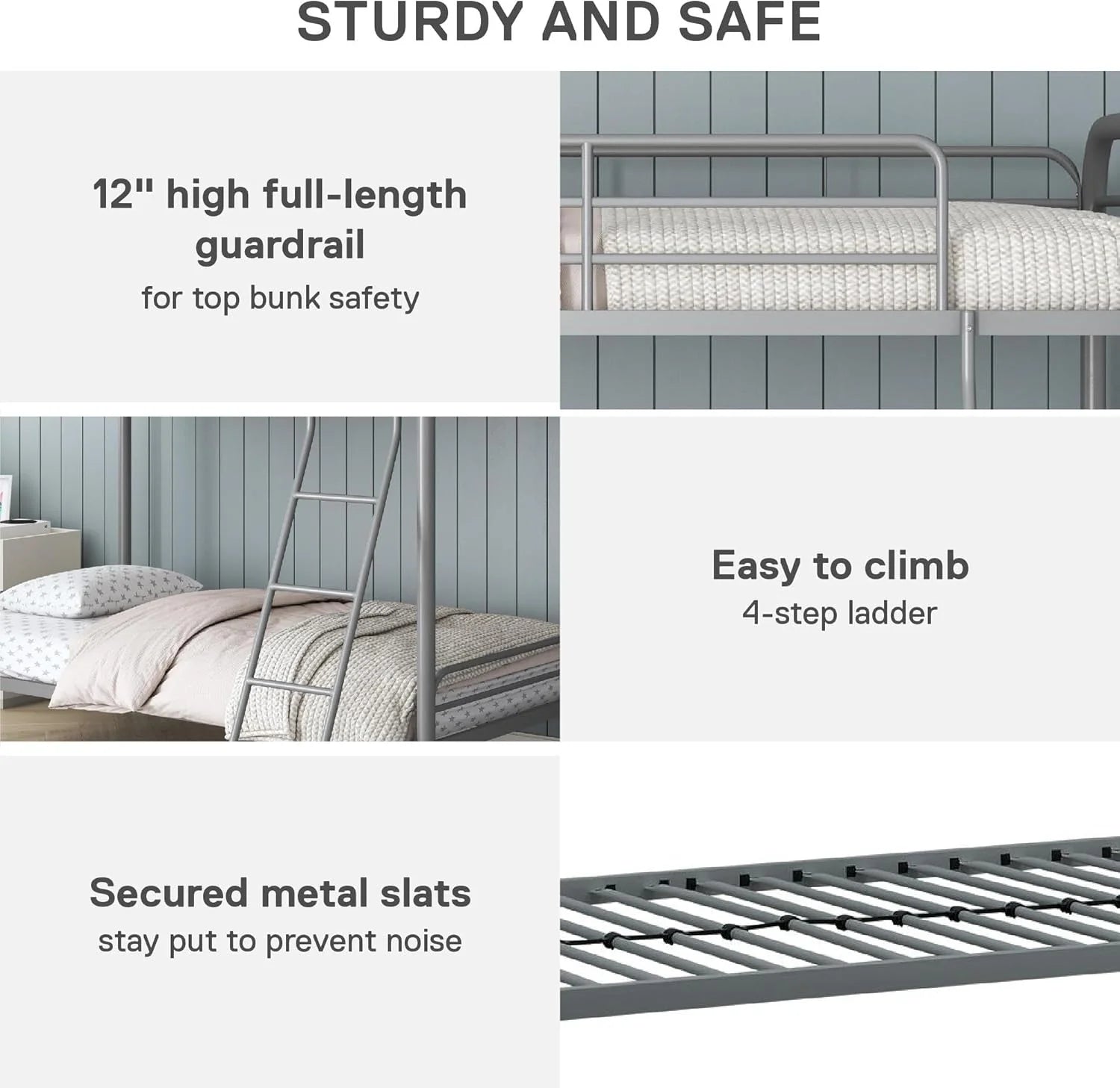 DHP Dusty Twin Over Full Metal Bunk Bed, Off White1 pcs