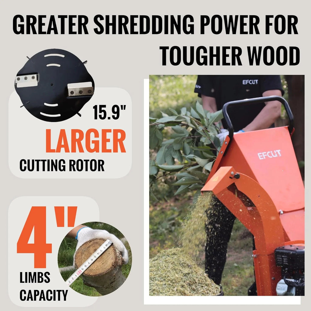 C40 Wood Chopping Machine, maximum cutting diameter 4 inches, power 9 horsepower, 274cc gas engine, heavy-duty shredder/straw cutter1 pcs