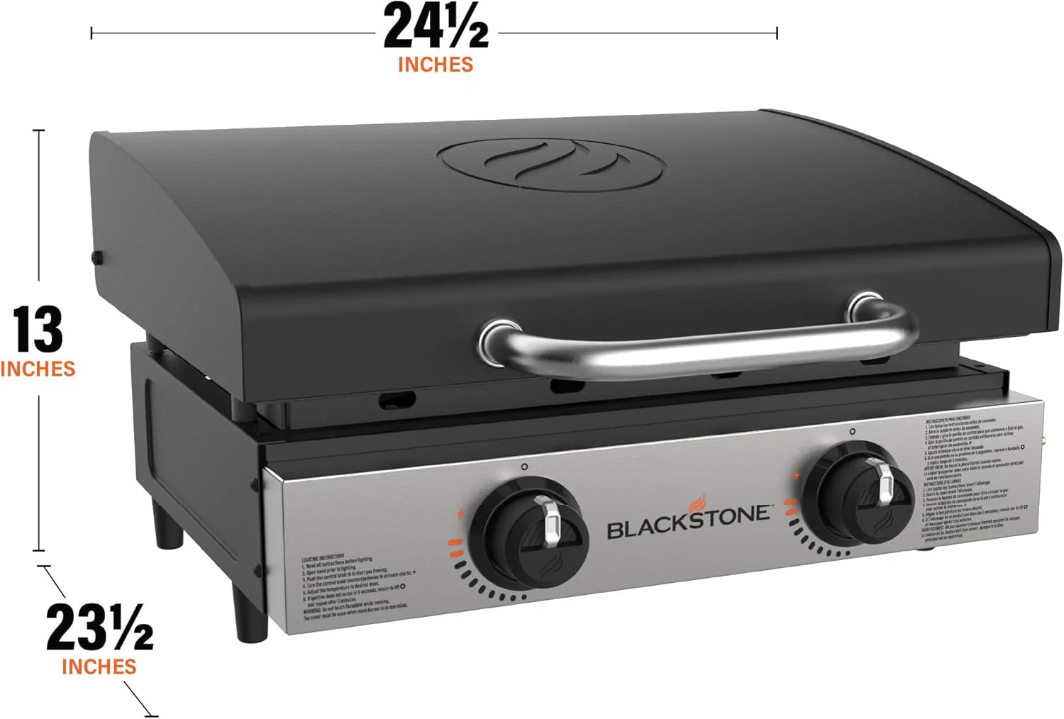 Tabletop Griddle with Stainless Steel Front Plate and Hood - 22", Black1 pcs