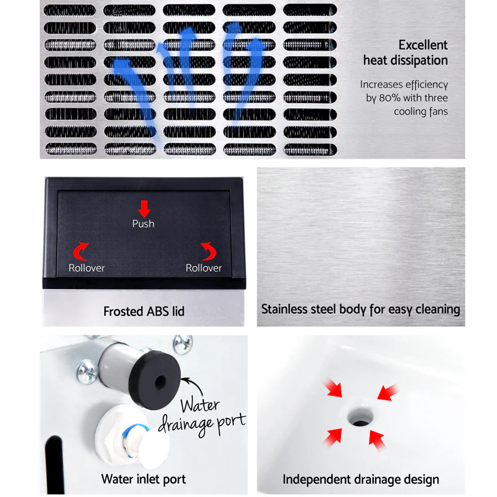 60kg Ice Maker Machine, Adjustable Thickness - Devanti