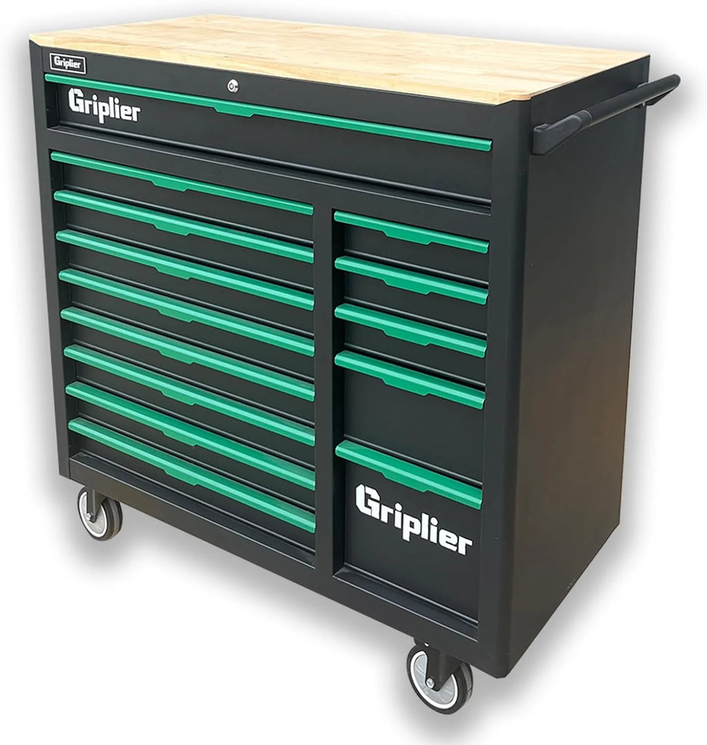 14-Drawers Rolling Tool Chest with Wood Workbench,Brake Casters,Heavy-Duty Steel Cabinet Storage, 46.8W x 18.3D x 42.7H inch1 pcs
