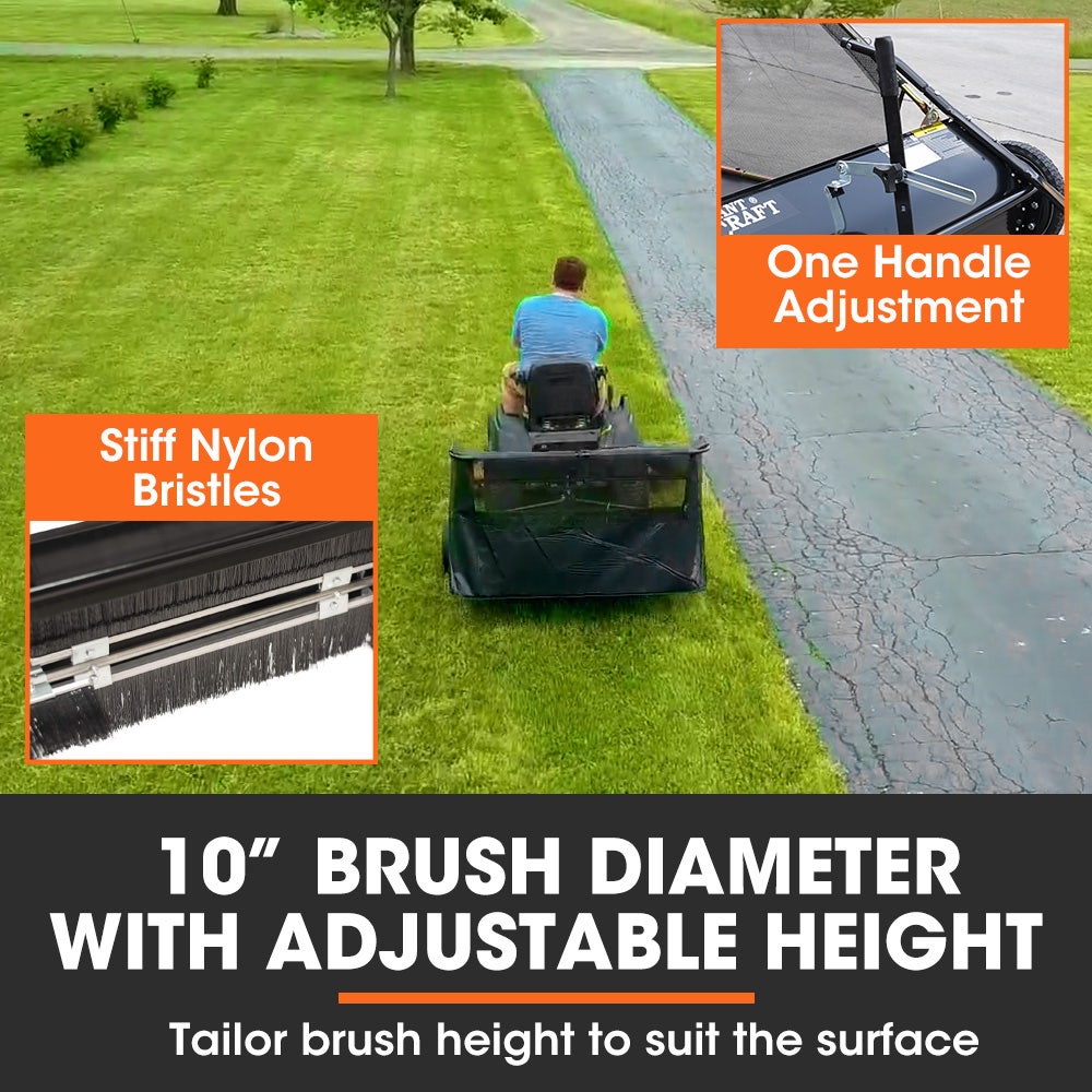 PLANTCRAFT Lawn Sweeper 38" Wide, Tow Behind Leaf and Grass Clipping Collector, Universal Hitch for Ride on Mower, Garden Tractor