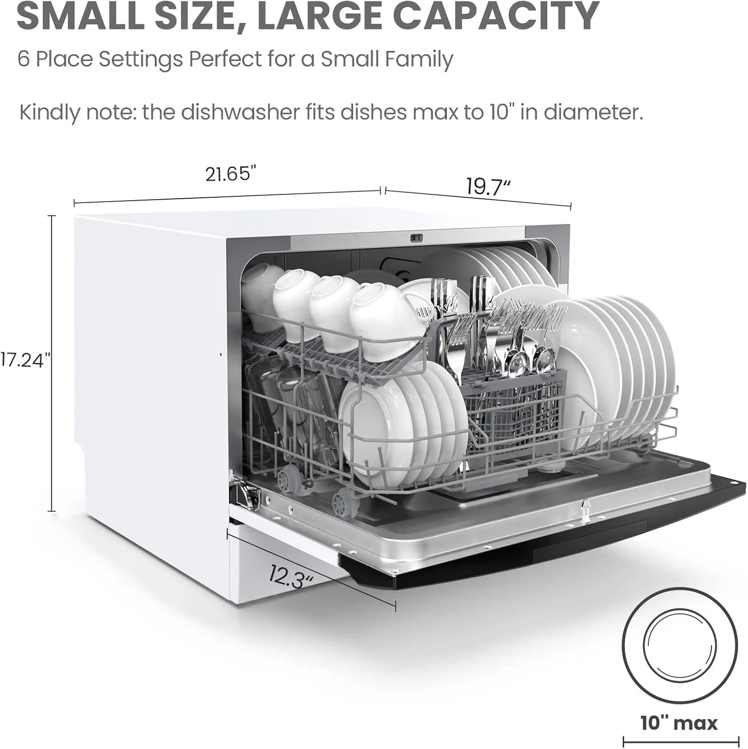 Countertop Dishwasher, Energy Star Portable Dishwasher, 6 Place Settings, Mini Dishwasher with 8 Washing Programs, Speed, Baby-Care, ECO& Glass, Dish Washer for Dorm, RV& Apartment1 pcs