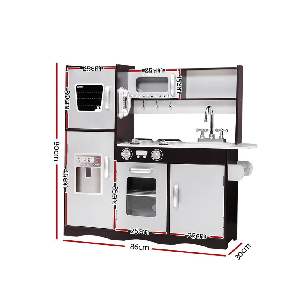 Sturdy Modern Kids Kitchen Play Set with Fridge Keezi