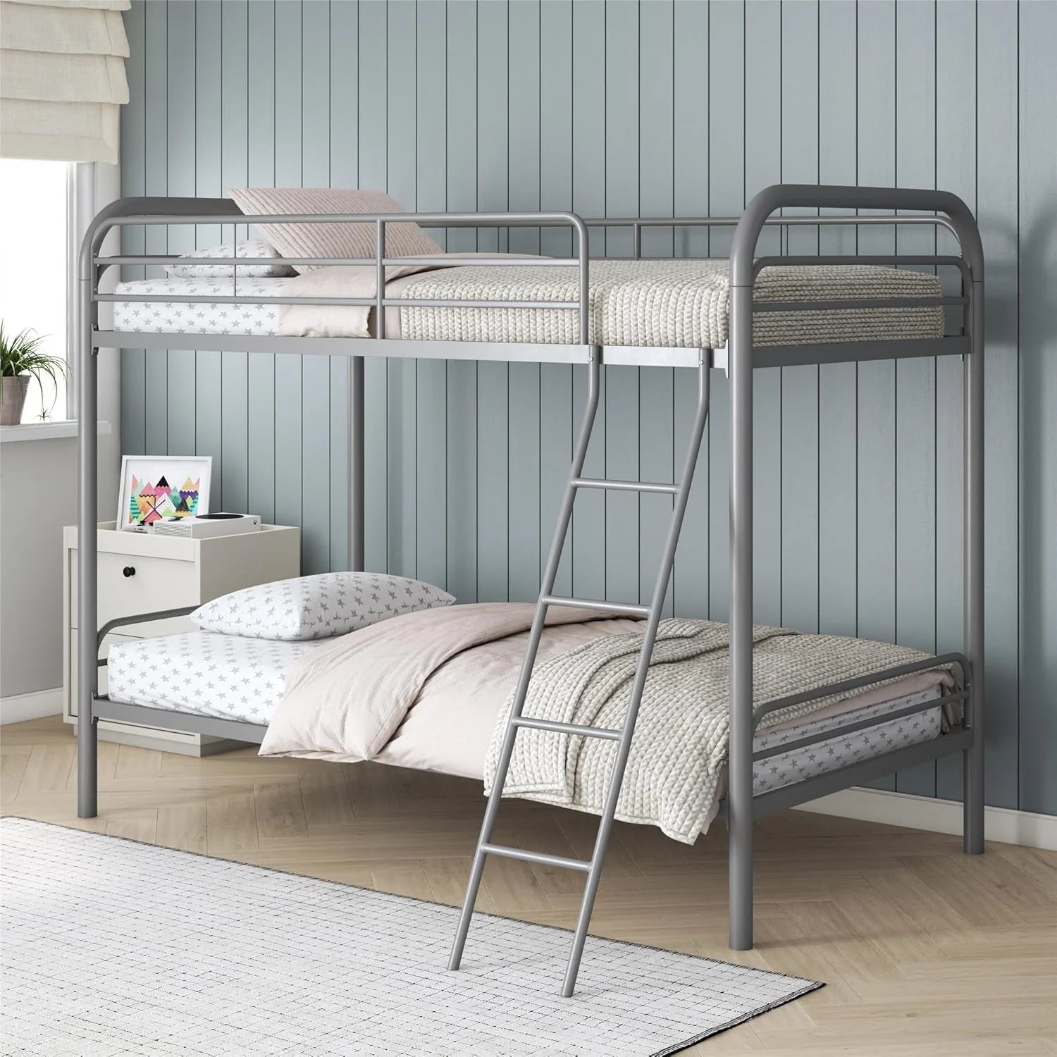 DHP Dusty Twin Over Full Metal Bunk Bed, Off White1 pcs