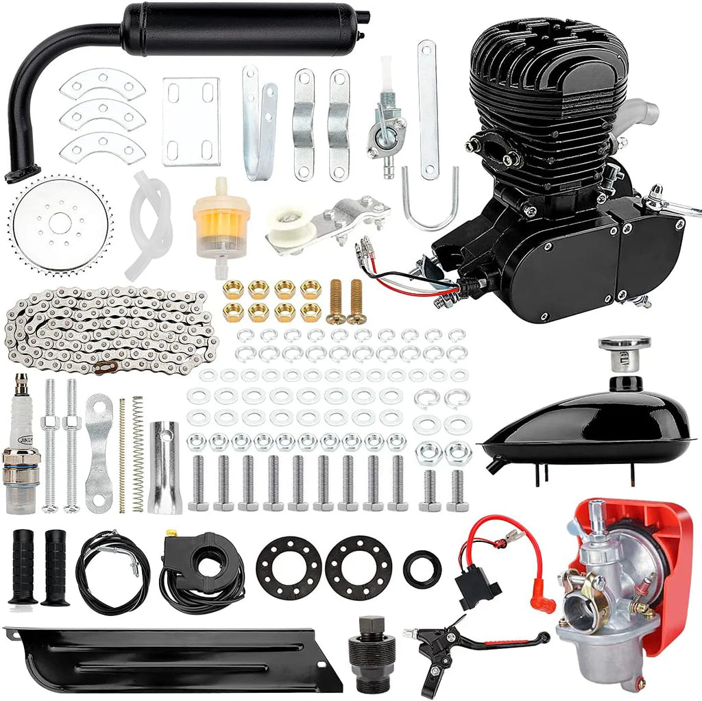 100cc 2-Stroke Bicycle Gasoline Engine Motor Kit DIY Motorized Bike Single Cylinder Air-cooled (Black-100cc)1 pcs