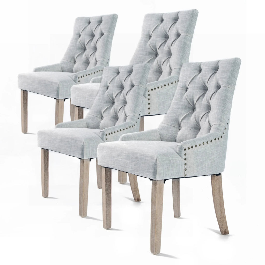 4X French Provincial Dining Chair Oak Leg AMOUR GREY
