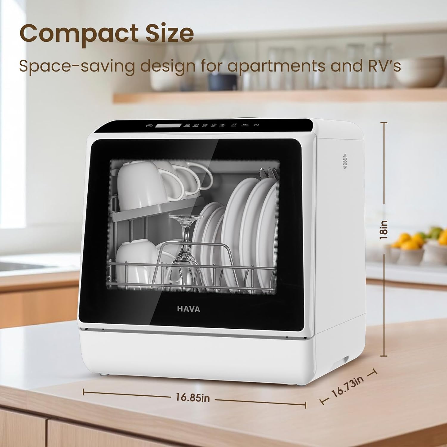 HAVA Countertop Dishwasher, 6 Programs Portable Dishwashers with 5L Built-in Water Tank