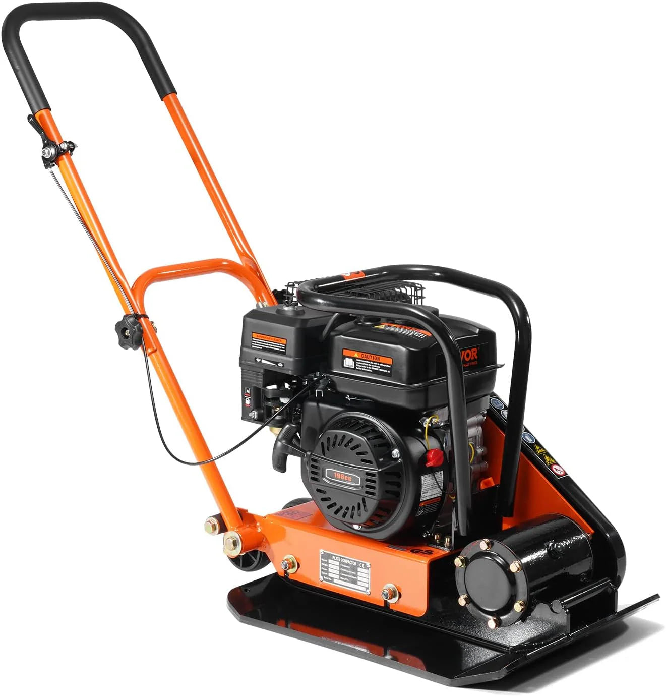 6.5HP Plate Compactor, 196CC Gas Engine, 4200 lbs Vibratory Compaction Tamper, 22.1x15.9 in Plate Power Jumping Jack Tamper, 5600 VPM Pavement Compactor for Walkways, Asphalts, Paver Landscaping1 pcs