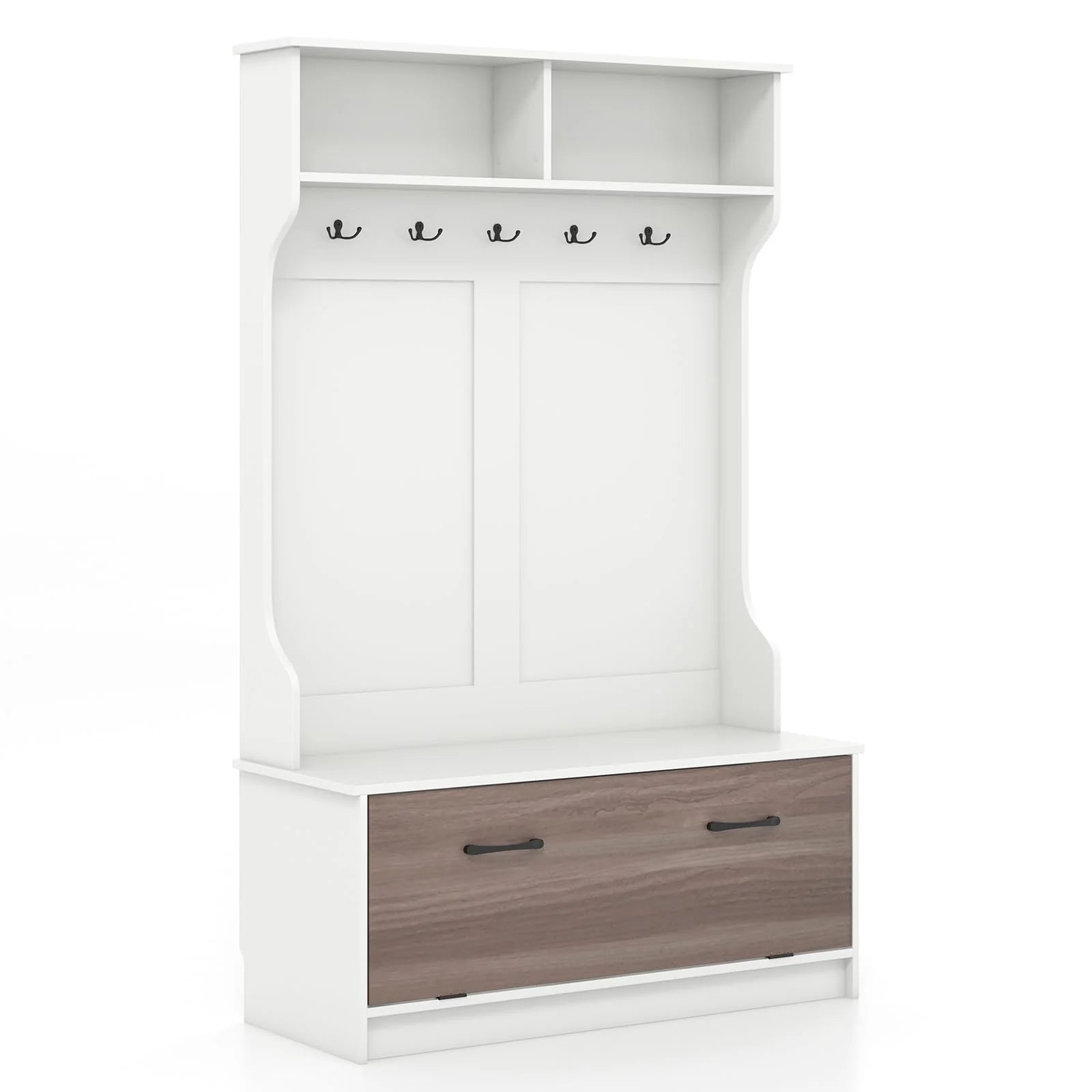 Giantex 160cm Hall Tree | Entryway Organizer with Coat Rack & Storage Bench