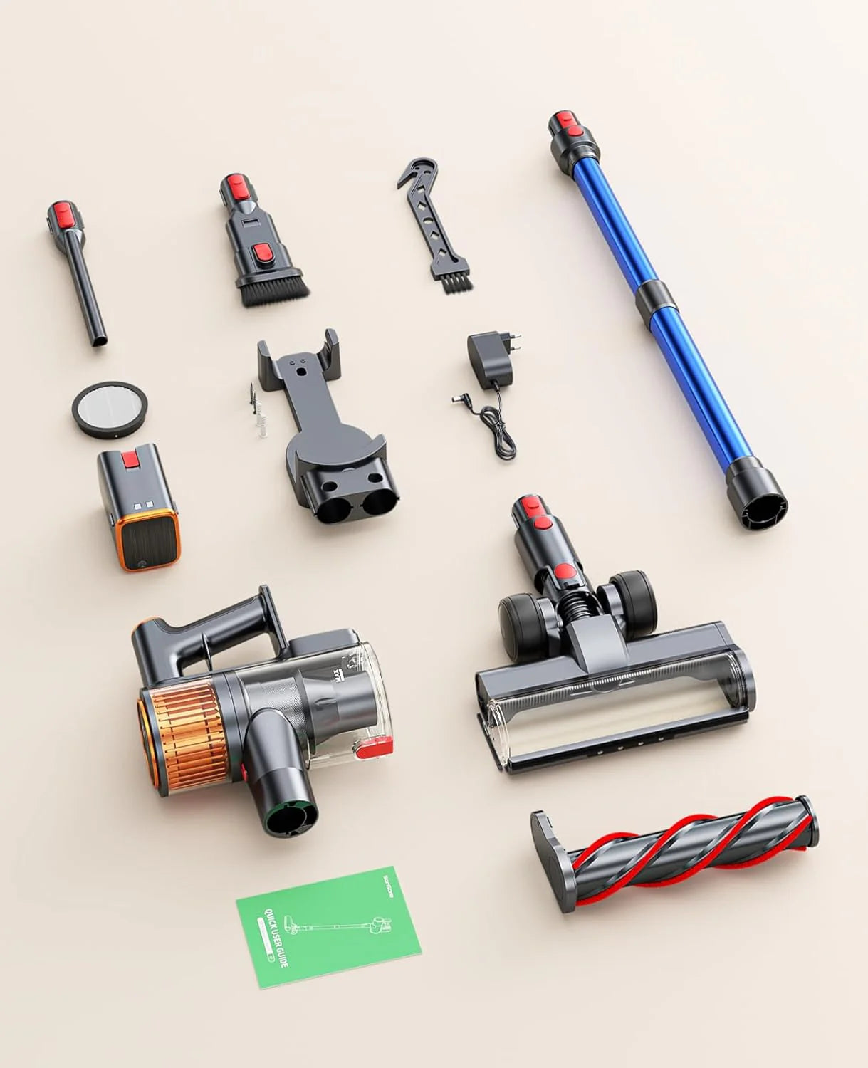 Cordless Vacuum Cleaner, 550W 45Kpa Self-Standing Vacuum Cleaners with 60 Mins Runtime, Powerful Cordless Vacuum with Wall Mount Charging, Stick Vacuum for Home/Pet Hair/Carpets/Hard Floors1 pcs