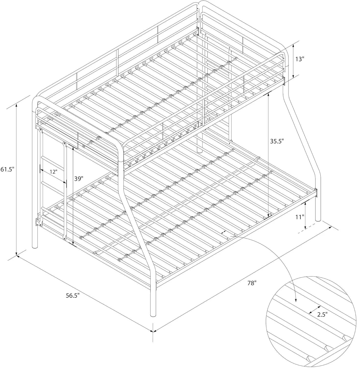 DHP Dusty Twin Over Full Metal Bunk Bed, Off White1 pcs